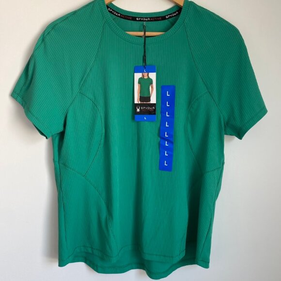 Spyder Active Women's Ribbed Short Sleeve Tee Size L - Picture 3 of 9